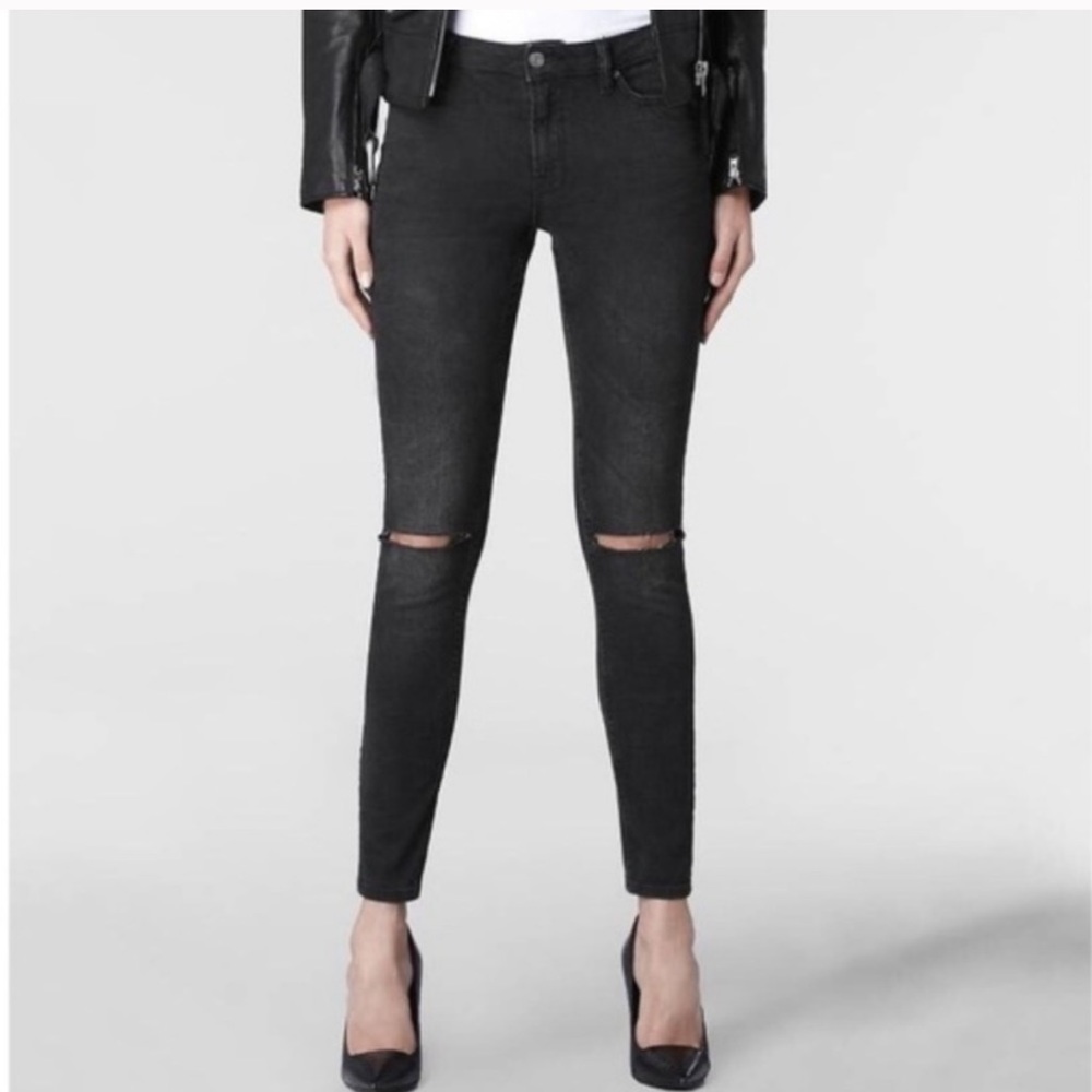 ALL SAINTS - Mast Black Skinny Stretch Denim